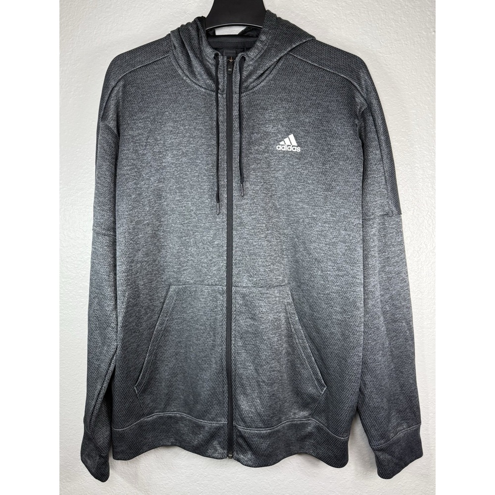 adidas Full Zip Hoodie climawarm Jacket Sweatshirt Grey Black Size XL